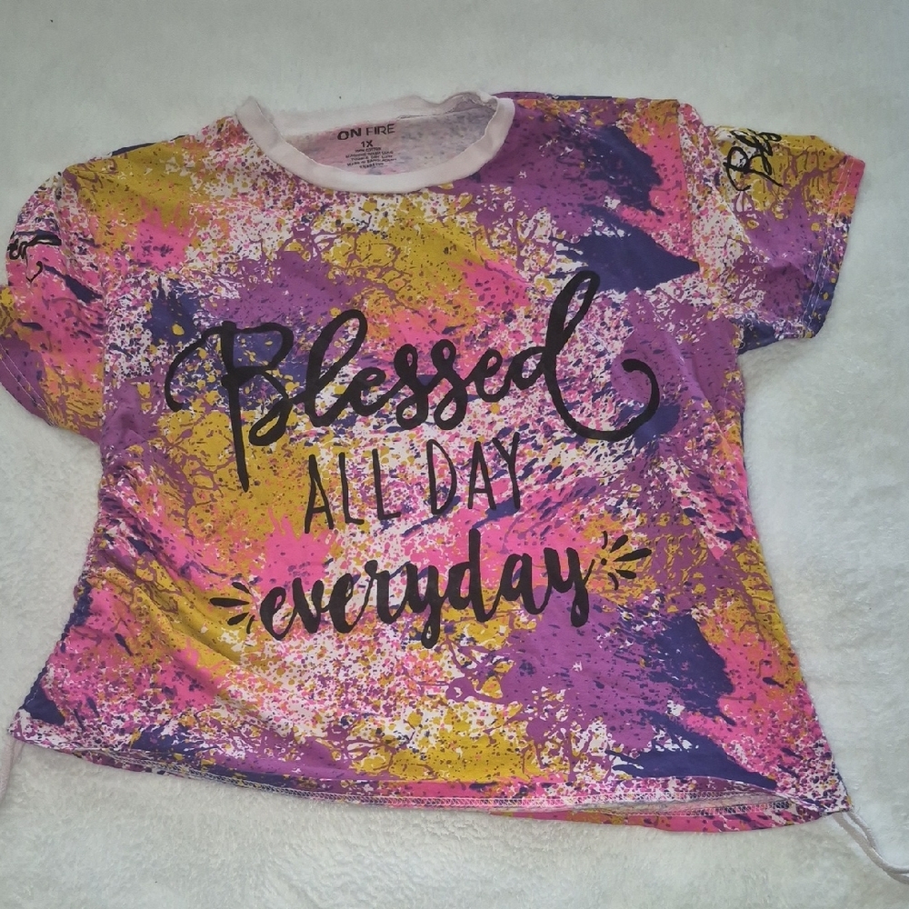 On Fire Artistic Purple and Pink Short Sleeve Tee